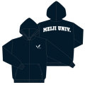 ジップパーカー・裏毛・MEIJI UNIV.・ネイビー